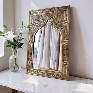 Moroccan Mirror Wall Decor, Handmade Brass Mirror, Vanity Mirror, Decorative Mirror,Handmade 100% Wall Mirror-3 sizes and 2 colors available bild 5