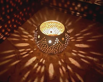 Set of 3 Handmade Moroccan Brass Tealight Candle Holders – Boho Decor, Eclectic Style, Artisan Craftsmanship