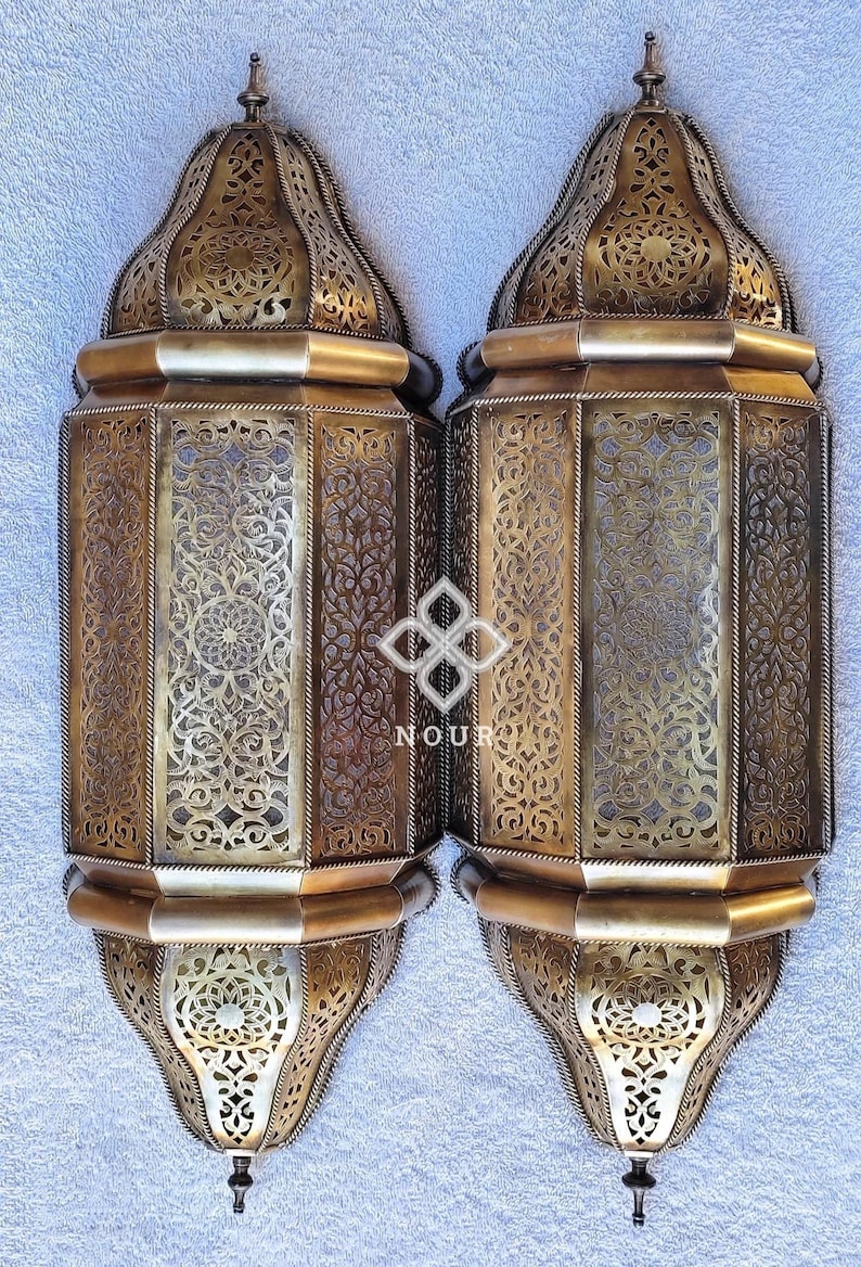 Brass Wall Sconce Lantern – Handmade Outdoor Wall Light, Oriental Lantern Lamp, Luxury Garden & Entryway Lighting Fixture bild 3