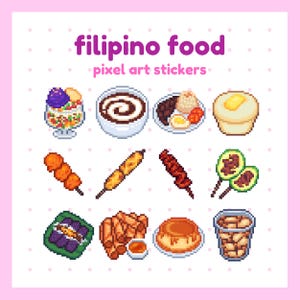 Filipino Food Pixel Art Laminated Vinyl Stickers