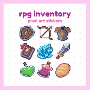 RPG Inventory Pixel Art Laminated Vinyl Sticker