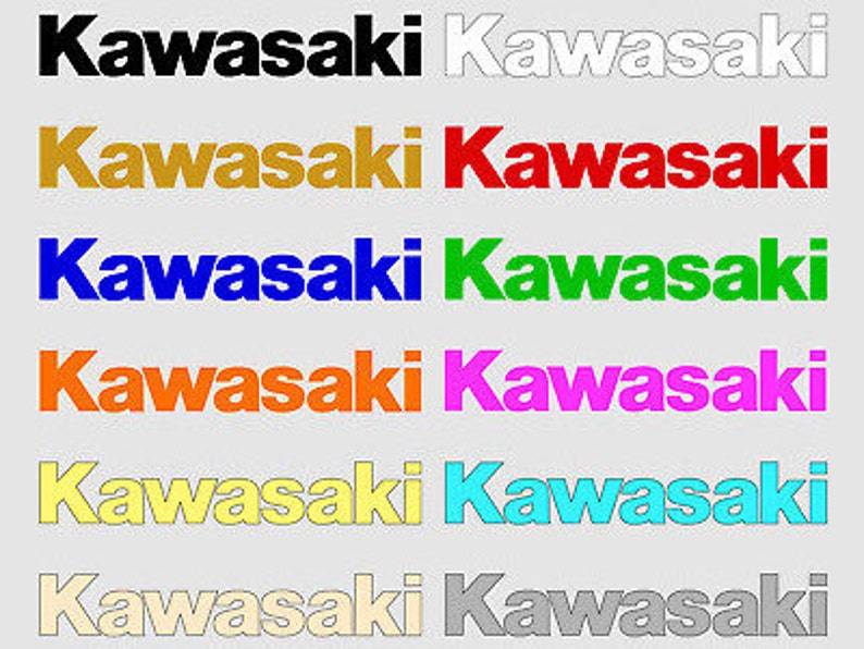 Kawasaki Logo Stickers 2x 6 to 18 Premium Vinyl ZX6R ZX10R ZXR750 ZZR