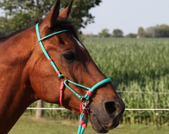 Corde Bosal / Bride Sans Mors Pour Cheval - Style Hippie - Matière Rawhide