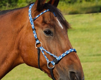 Ready to ship! Handmade rope horse sidepull bitless bridle hackamore With flower