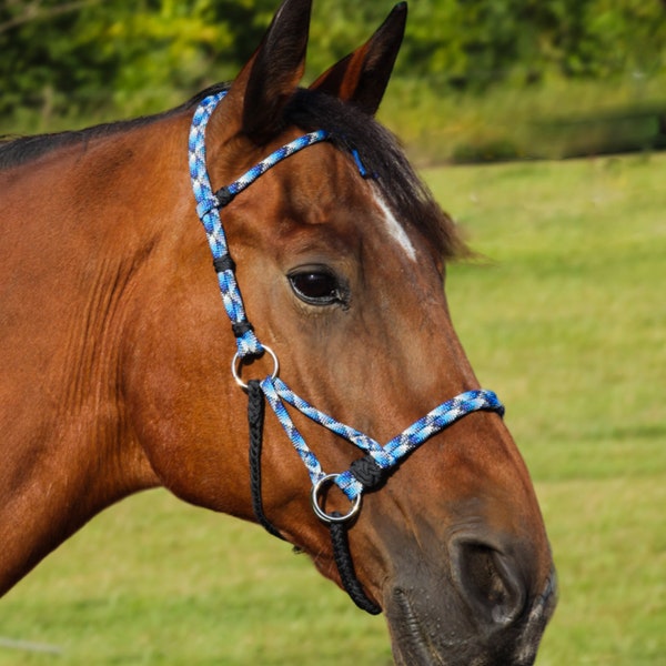 Ready to ship! Handmade rope horse sidepull bitless bridle hackamore With flower