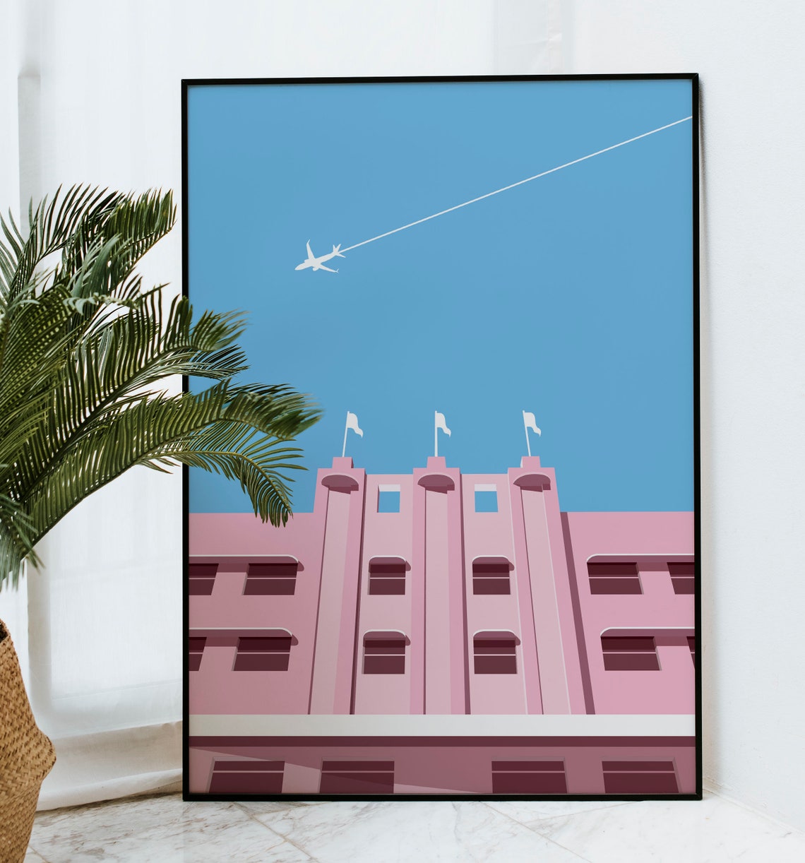 Art deco poster print Building digital illustration Home | Etsy