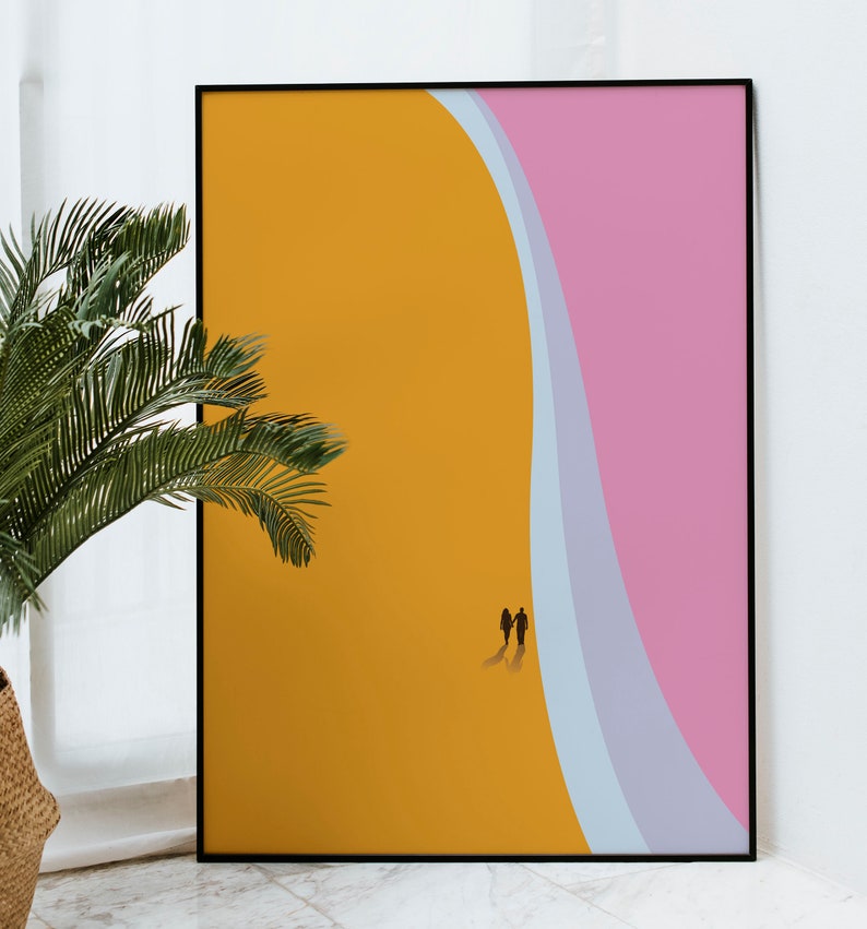 Beach poster printRomantic posterMinimal artGift for friend