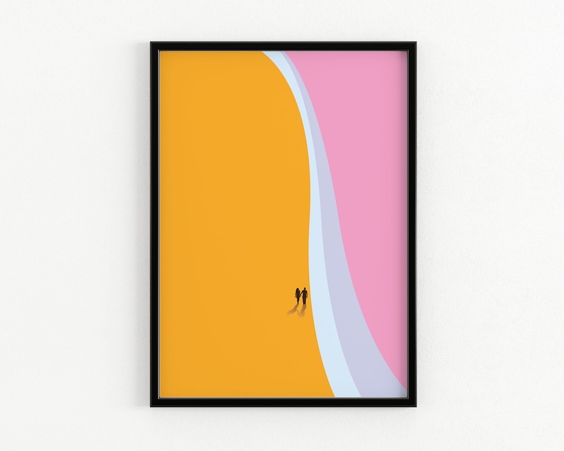 Beach poster printRomantic posterMinimal artGift for friend