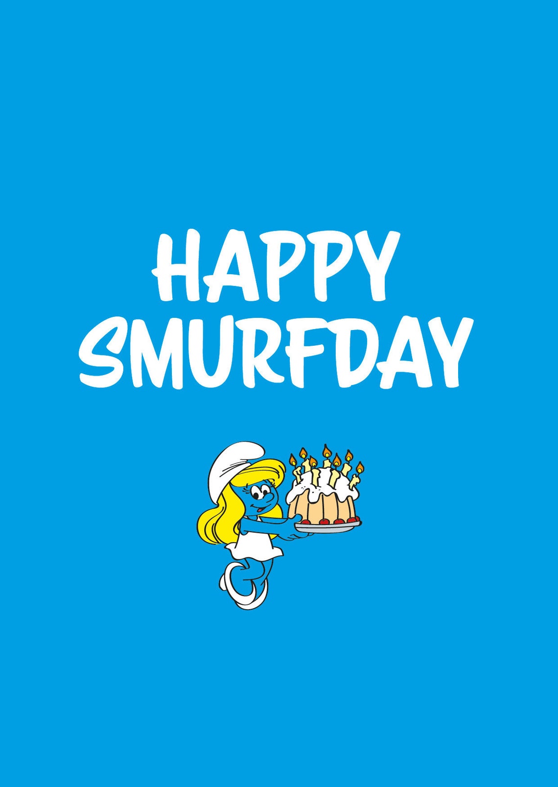 Smurf birthday card Happy smurfday card Cartoon card Etsy