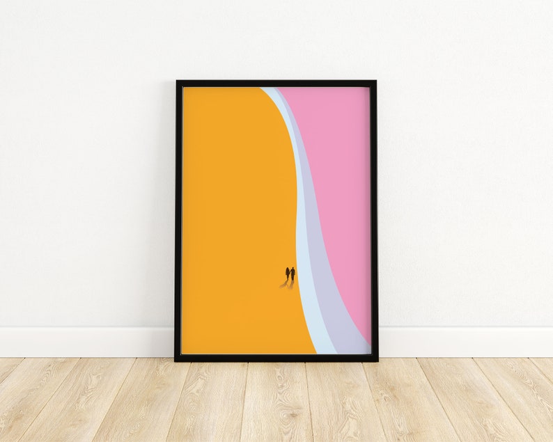 Beach poster printRomantic posterMinimal artGift for friend