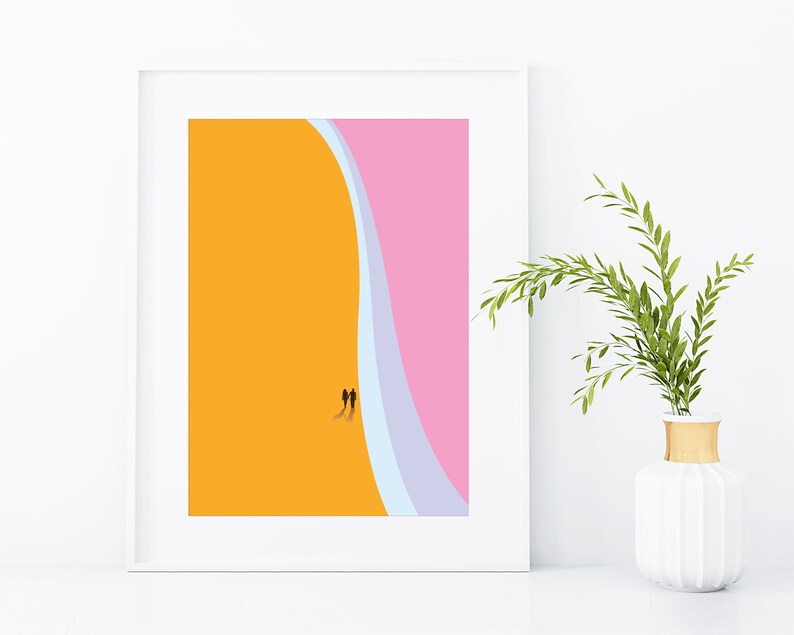 Beach poster printRomantic posterMinimal artGift for friend
