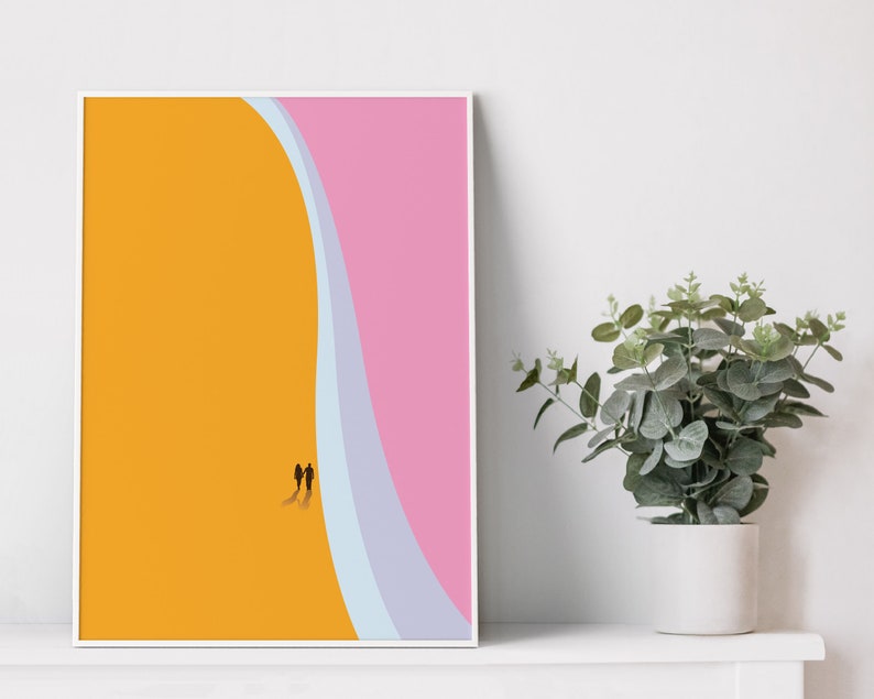 Beach poster printRomantic posterMinimal artGift for friend
