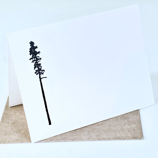 Minimalist Stationery Set of 10, A Simple Modern Note Card, Charming Tree Notecard, Hand Stamped Extra Heavy Cardstock, Nature Lover Gift
