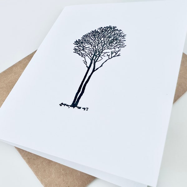 NEW Classic Trees Note Card Set, Minimalist Stationery, Summer OR Winter Trees, All Occasion Blank Note Card Set, Extra Heavy Cardstock