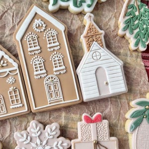 Facciata della casa alta - Villaggio di Natale + stampino per biscotti
