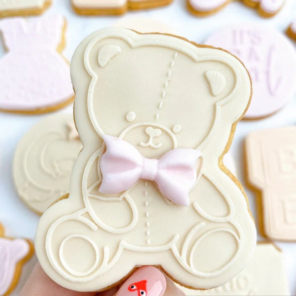 Tampon à biscuits Teddy bear ours + emporte-pièce cookie cutter