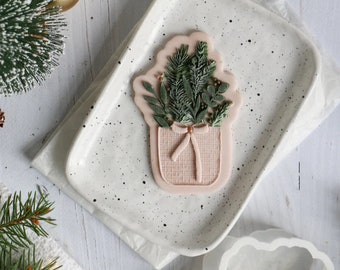 Cookie stamp Christmas basket and tree + cookie cutter