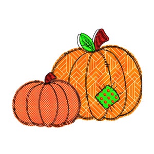 Pumpkins Applique Embroidery Design, Cute Pumpkin Embroidery Pattern, Halloween Machine Embroidery Files, 5 sizes - INSTANT DOWNLOAD