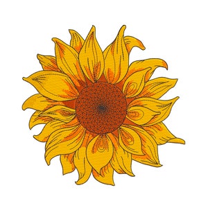 Diseño de bordado de girasol, flor rellena para bordado a máquina