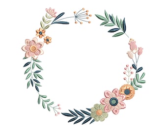 Frame Flowers Machine Embroidery Design, Flower Wreath Embroidery  Pattern 6 size - INSTANT DOWNLOAD