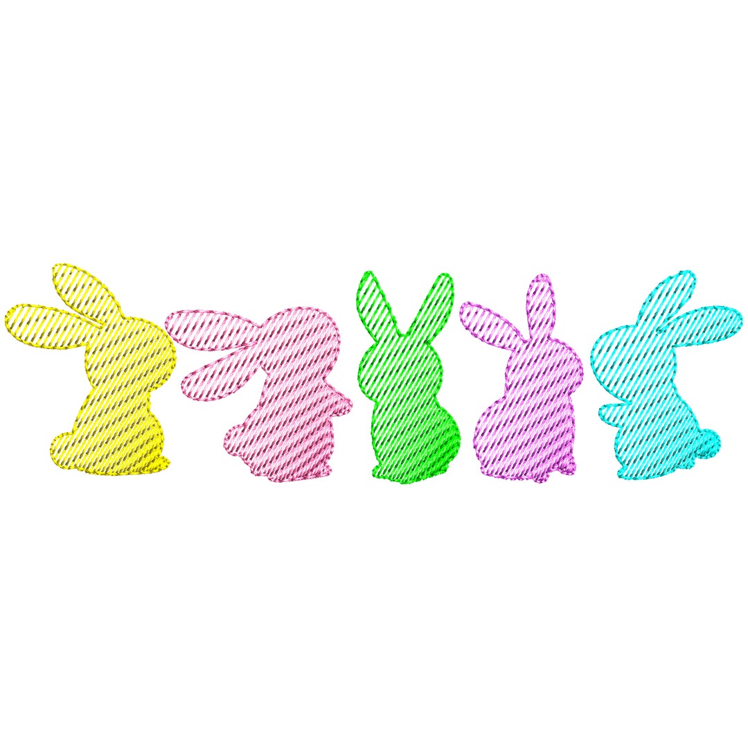 Colorful Bunny Machine Embroidery Design, Easter Bunny Outline ...
