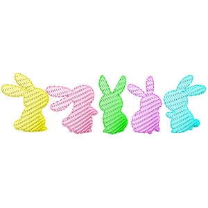 Colorful Bunny Machine Embroidery Design, Easter Bunny Outline Embroidery Pattern, Cute Bunny Silhouette Design, 5 sizes - INSTANT DOWNLOAD