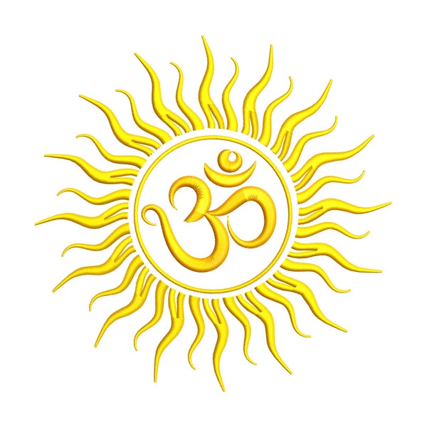 Om Mantra Machine Embroidery Design, Sun Symbolism Embroidery Pattern 5 size - INSTANT DOWNLOAD