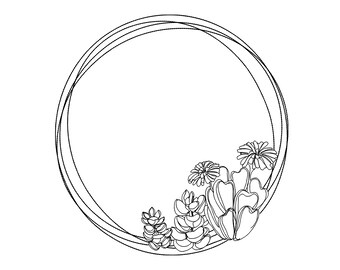 Ricamo di ghirlanda floreale, disegno minimalista a linee continue, ricamo a macchina, download digitale.
