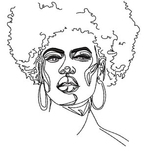African Woman Machine Embroidery Design Minimalist Hair | Etsy