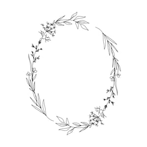 Motif de broderie Machine couronne de fleurs sauvages, motif de broderie cadre floral ovale taille 6 - TÉLÉCHARGEMENT IMMÉDIAT