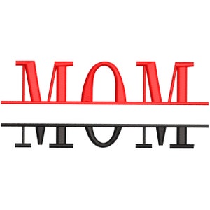 May include: Red MOM text with black MOM text underneath, separated by a horizontal line.