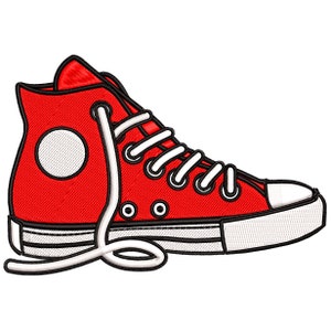 Fun Sneaker Machine Embroidery Design, Sporty Shoe Embroidery Pattern, 4 sizes  - INSTANT DOWNLOAD