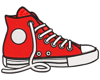 Sneaker Machine Embroidery Design, Retro High Top Chucks Pattern