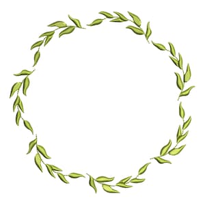 Leaf Wreath Machine Embroidery Design, Monogram Frame Embroidery Pattern, 3 sizes - INSTANT DOWNLOAD