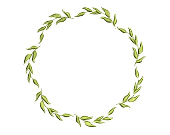 Leaf Wreath Machine Embroidery Design, Monogram Frame Embroidery Pattern, 3 sizes - INSTANT DOWNLOAD