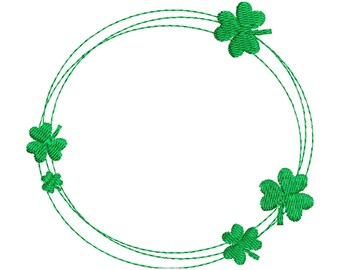 Shamrock Wreath Machine Embroidery Design, Four Leaf Clover Monogram Frame, St Patrick's Day