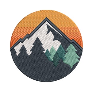 Mountain Machine Embroidery Design | Outdoor Adventure Patch Pattern | 5 Sizes - Instant Download