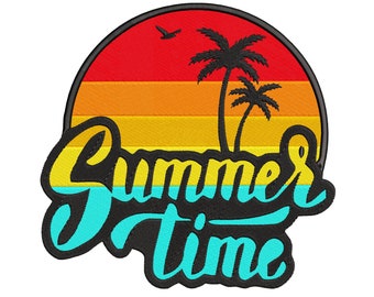 Summer Time Machine Embroidery Design, Rainbow Sunrise Sunset Embroidery Pattern 6 size - INSTANT DOWNLOAD