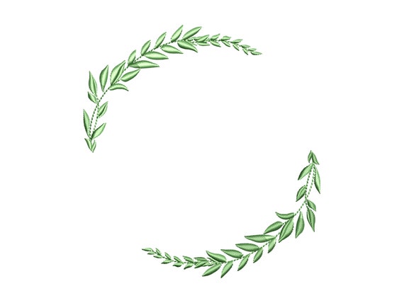 Laurel Wreath Machine Embroidery Design, Floral Frame Pattern, 5 sizes, Instant Download