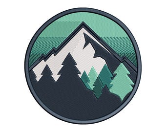 Mountain Machine Embroidery Design | Outdoor Adventure Patch Pattern | 5 Sizes - Instant Download