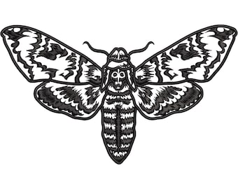 Moth Embroidery Design, Gothic Death’s Head Moth, Machine Embroidery File, 5 size, Instant Download