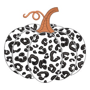 Fall Leopard Pumpkin Embroidery Design, Chic Animal Print Pumpkin Embroidery File, 6 size - INSTANT DOWNLOAD