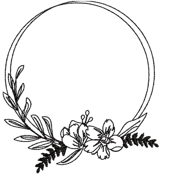 Frame Flowers Machine Embroidery Design, Flower Wreath Embroidery  Pattern, Half Wreath Embroidery Flower 7 size - INSTANT DOWNLOAD