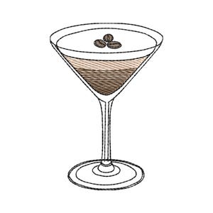 Espresso Martini Glass Machine Embroidery Design: Cocktail Lover Gift (6 Sizes - Instant Download)