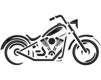 Chopper Embroidery Design, Biker Machine Embroidery File, Motorcycle Outline Pattern, 5 Sizes, Instant Download