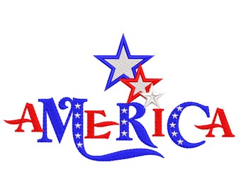 America Stars Patriotic Embroidery Design