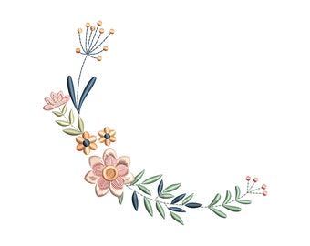 Floral Frame Machine Embroidery Design, Spring Wreath Embroidery, 6 sizes, Instant Download