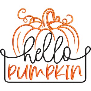 Hello Pumpkin Embroidery Design | Spooky Halloween Embroidery Pattern | Fall Pumpkin Machine Embroidery Files | 5 size - INSTANT DOWNLOAD