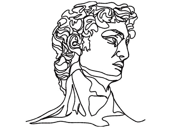 Michelangelo's David, Greek Statue One Line Machine Embroidery Michelangelo's David, Greek Statue One Line Machine Embroidery