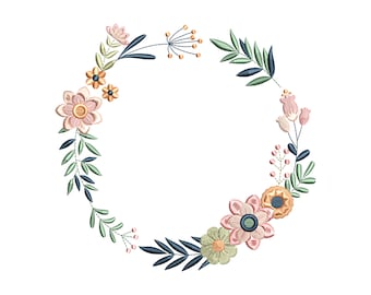 Frame Flowers Machine Embroidery Design, Flower Wreath Embroidery  Pattern 6 size - INSTANT DOWNLOAD